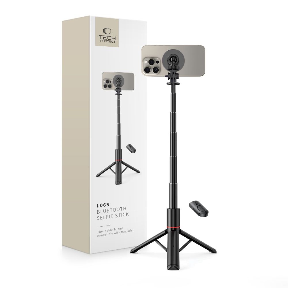Tech-Protect L06S Bluetooth MagSafe selfie tyč s trojnožkou - černá
