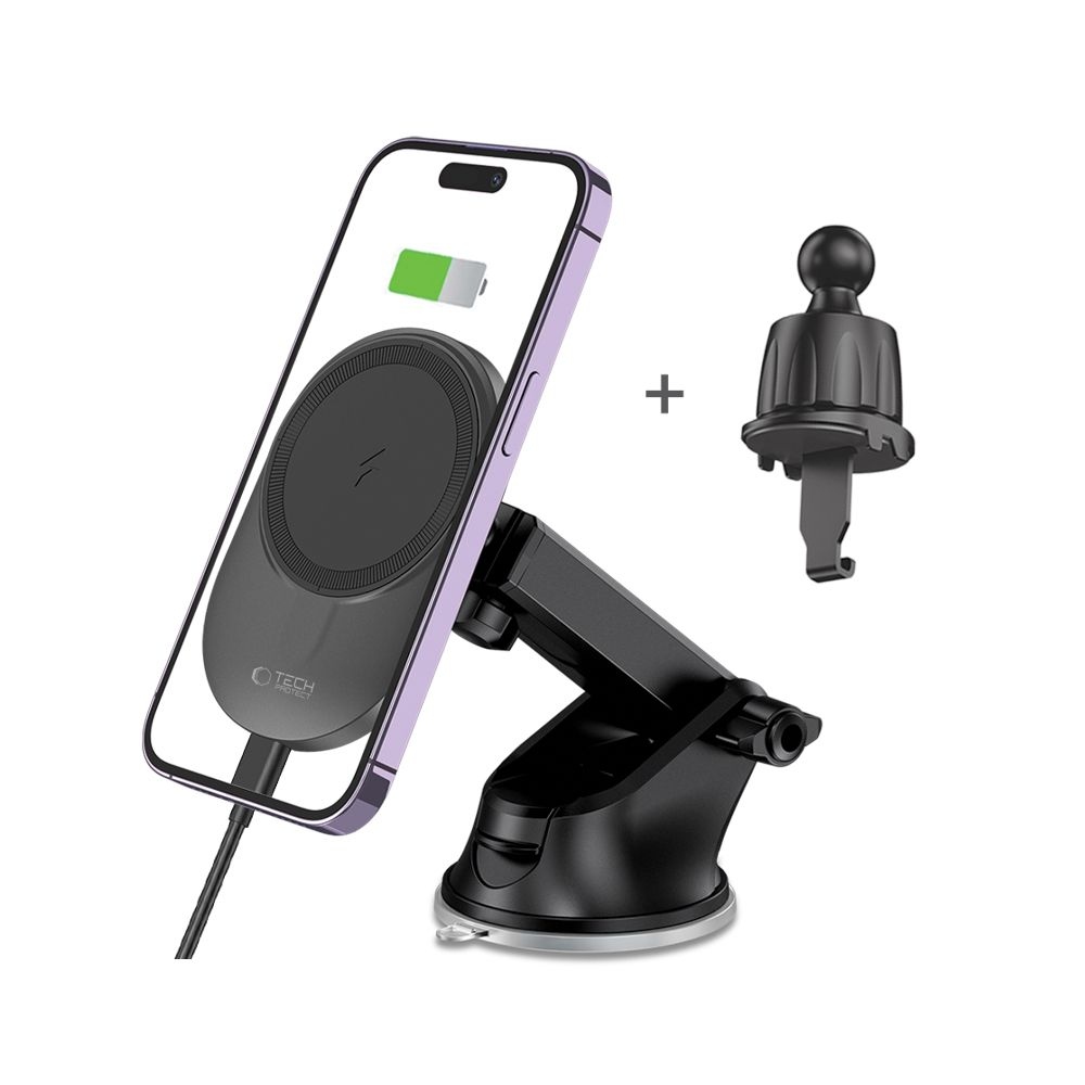 Tech-Protect MM15W-V1 MagSafe bezdrátový nabíjecí držák na palubní desku i ventilaci - černý