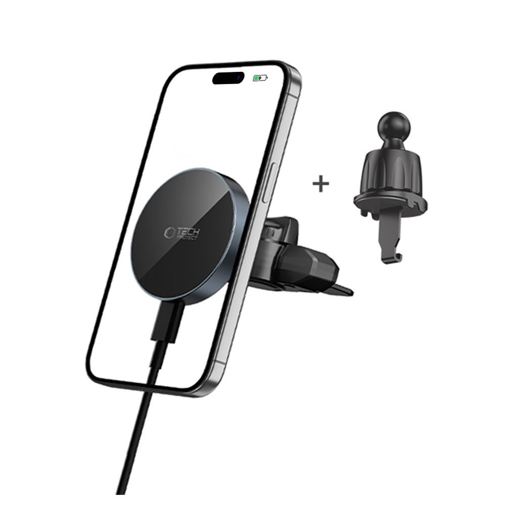 Tech-Protect MM15W-V5 CD & Vent MagSafe držák do auta s bezdrátovým nabíjením - černý