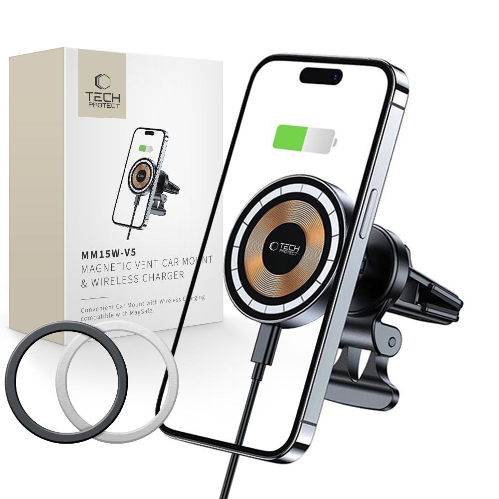 Tech-Protect MM15W-V5 Vent Car Mount 15W MagSafe držák s bezdrátovým nabíjením - černý
