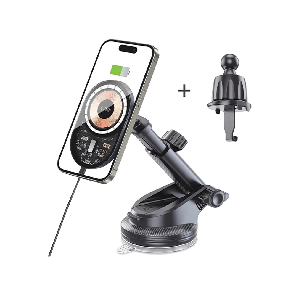 Tech-Protect MM15W-V6 Dashboard & Vent MagSafe držák s bezdrátovým nabíjením - černý