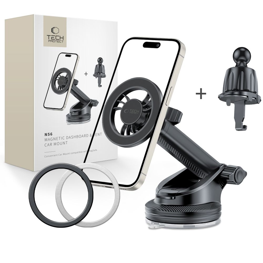 Tech-Protect N56 MagSafe držák do auta do ventilace i na palubní desku - černý
