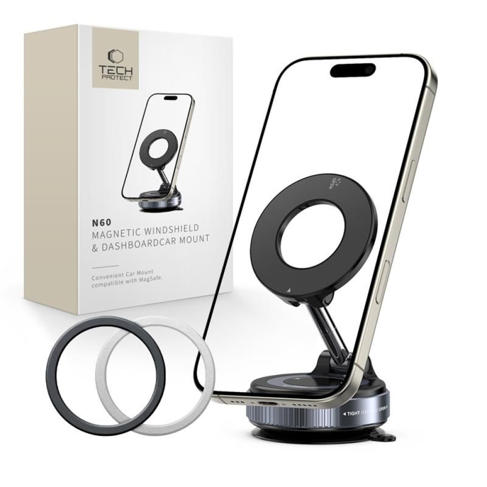 Tech-Protect N60 skládací magnetický držák do auta s MagSafe na palubní desku a čelní sklo