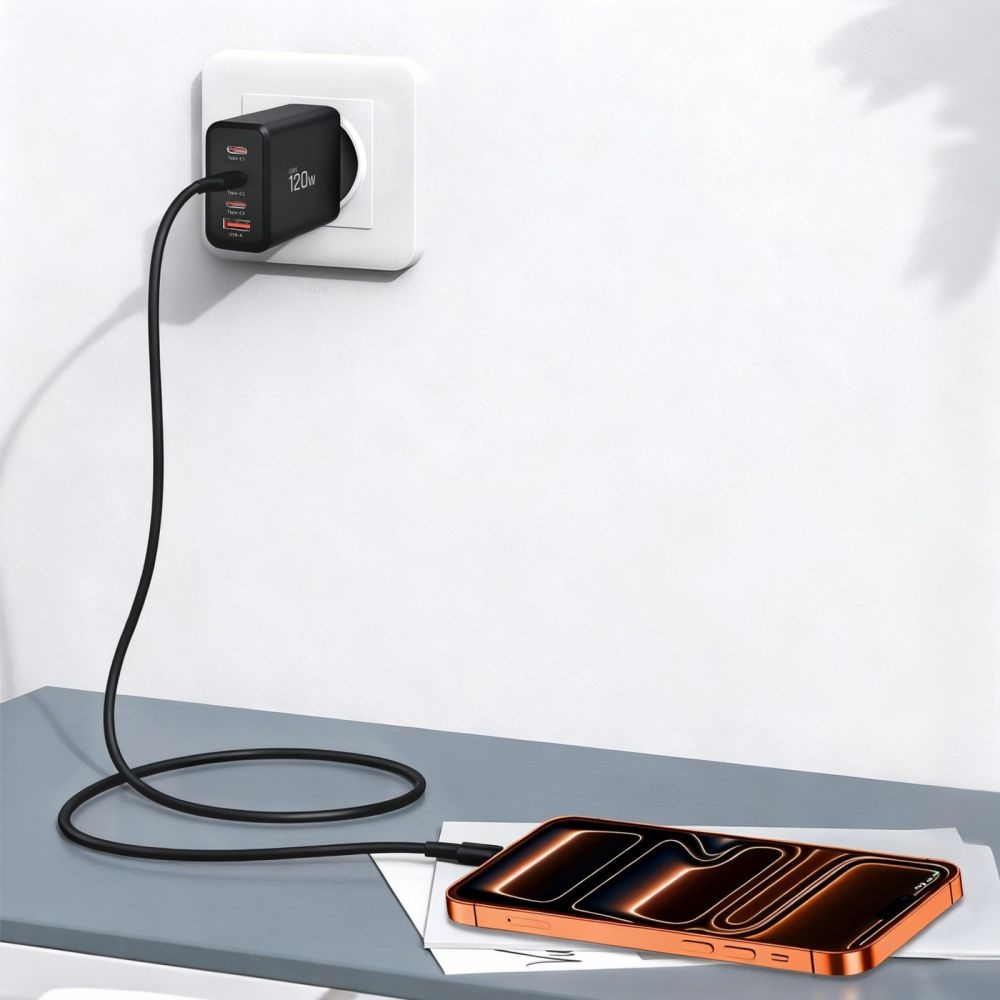 Tech-Protect NC120W-GAN 4-portová nabíječka PD120W/QC3.0 - černá