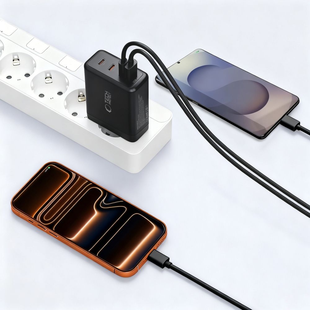 Tech-Protect NC140W-GAN 4-portová nabíječka PD140W/QC3.0 - černá