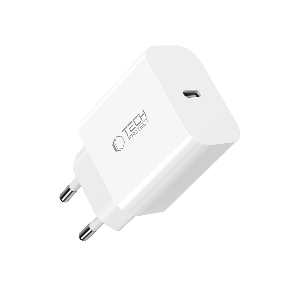 Tech-Protect NC20W síťová nabíječka PD 20W + Lightning/USB-C kabel – bílá