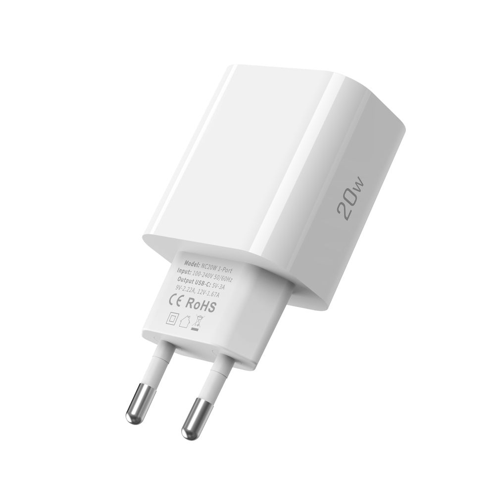 Tech-Protect NC20W síťová nabíječka PD 20W + USB-C/USB-C kabel – bílá