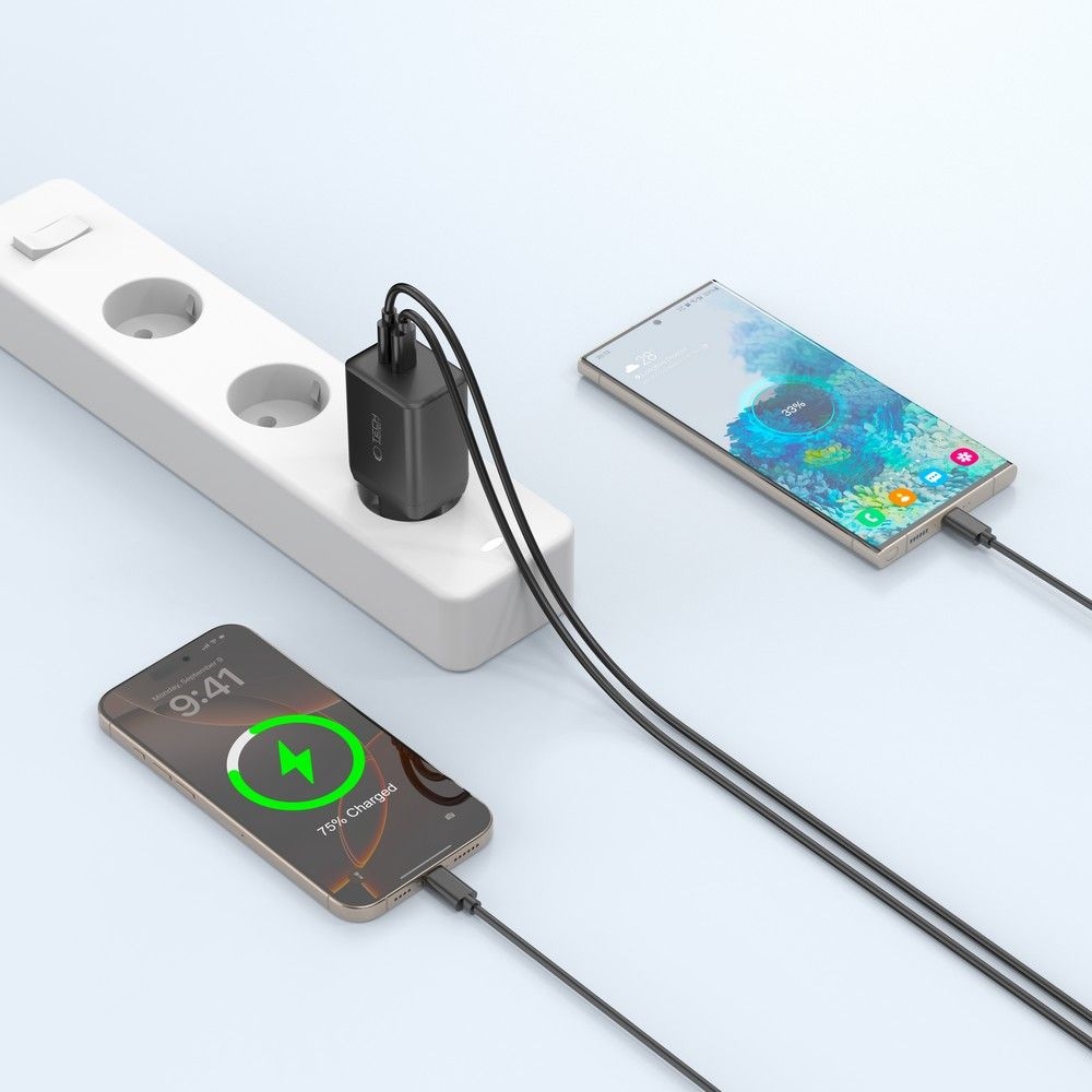 Tech-Protect NC45W-GAN 2-portová nabíječka PD45W - černá