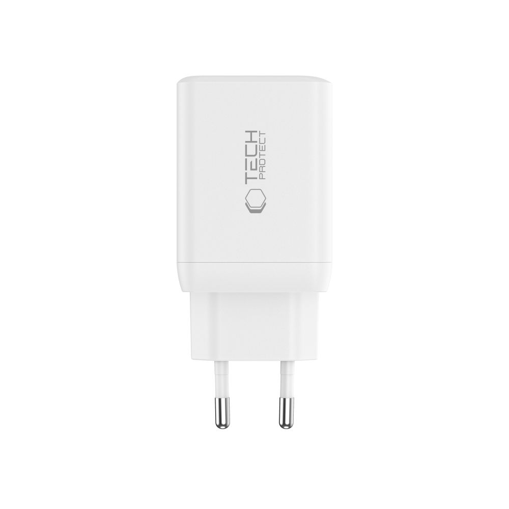 Tech-Protect NC45W-GAN 2-portová nabíječka PD45W + USB-C/USB-C kabel - bílá
