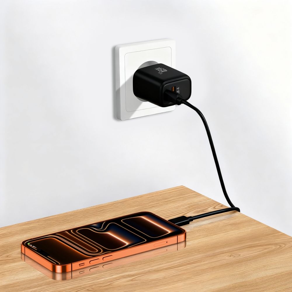 Tech-Protect NCA45W-GaN 2-portová nabíječka PD 45W/QC3.0 - černá