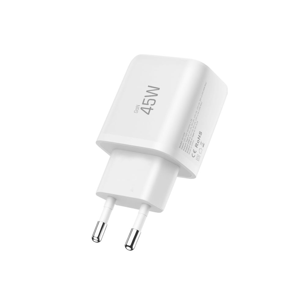 Tech-Protect NCA45W-GaN 2-portová nabíječka PD 45W/QC3.0 + USB-C/USB-C kabel - bílá