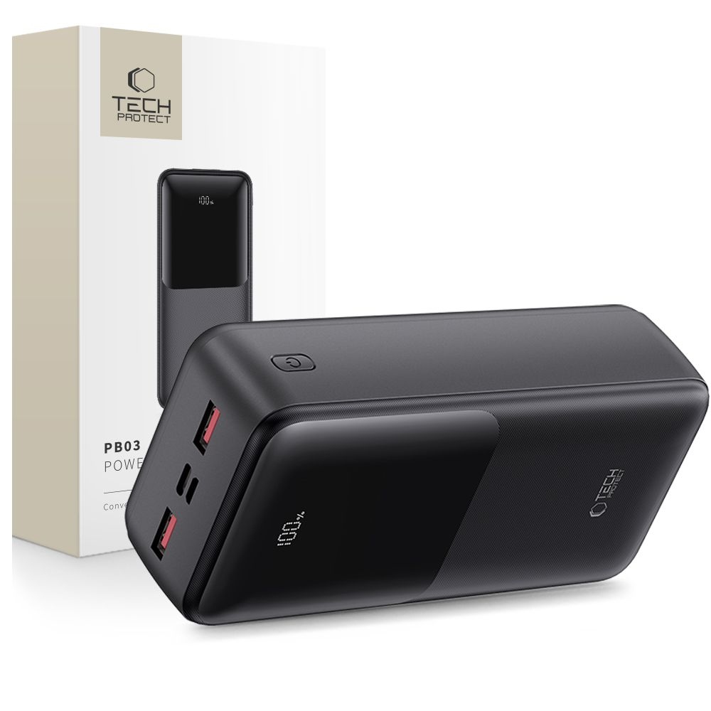 Tech-Protect PB03 powerbanka 30000mAh 22,5W - černá