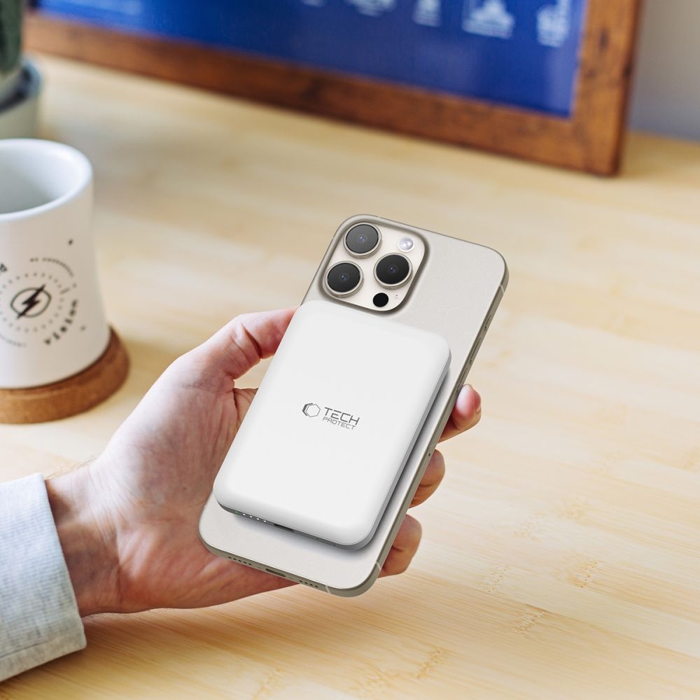 Tech-Protect PB10 LifeMag MagSafe powerbanka 5000 mAh 15W - bílá