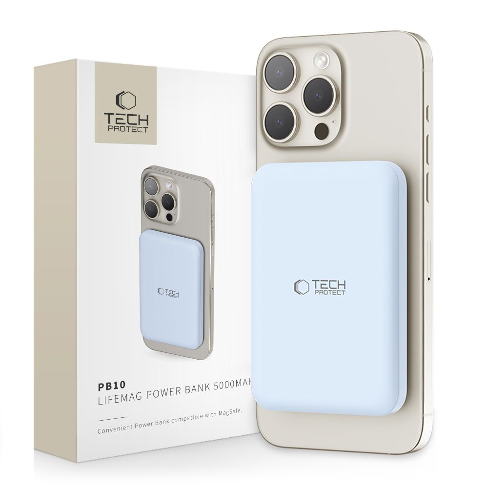 Tech-Protect PB10 LifeMag MagSafe powerbanka 5000 mAh 15W - modrá