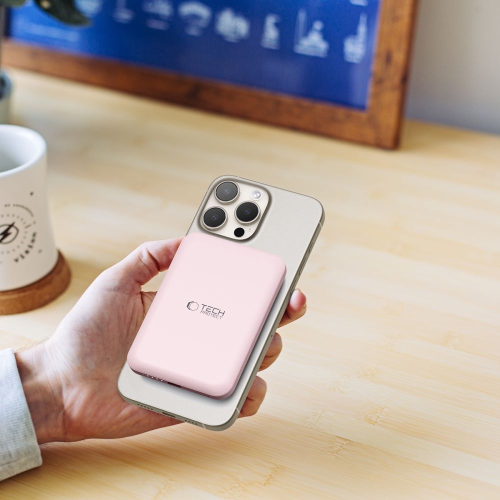 Tech-Protect PB10 LifeMag MagSafe powerbanka 5000 mAh 15W - růžová