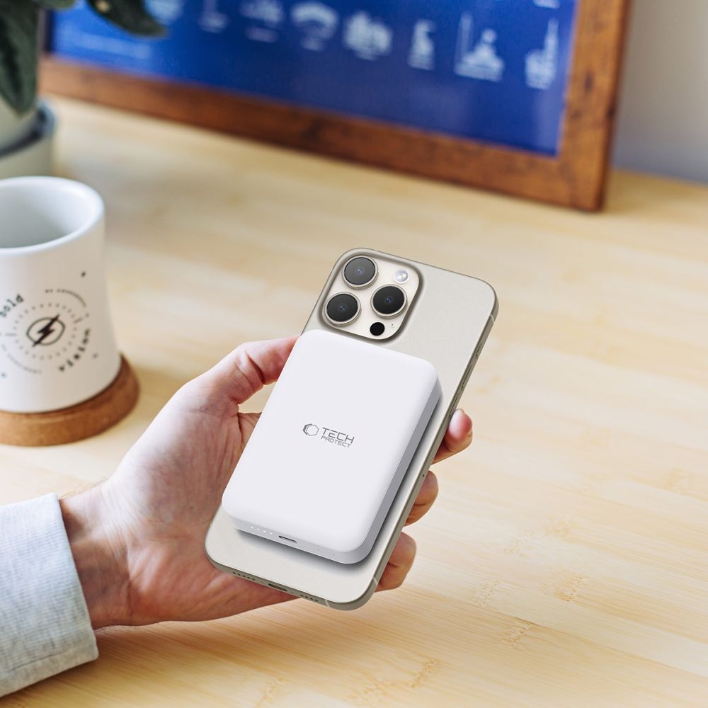 Tech-Protect PB11 LifeMag MagSafe powerbanka 10000 mAh 15W - bílá