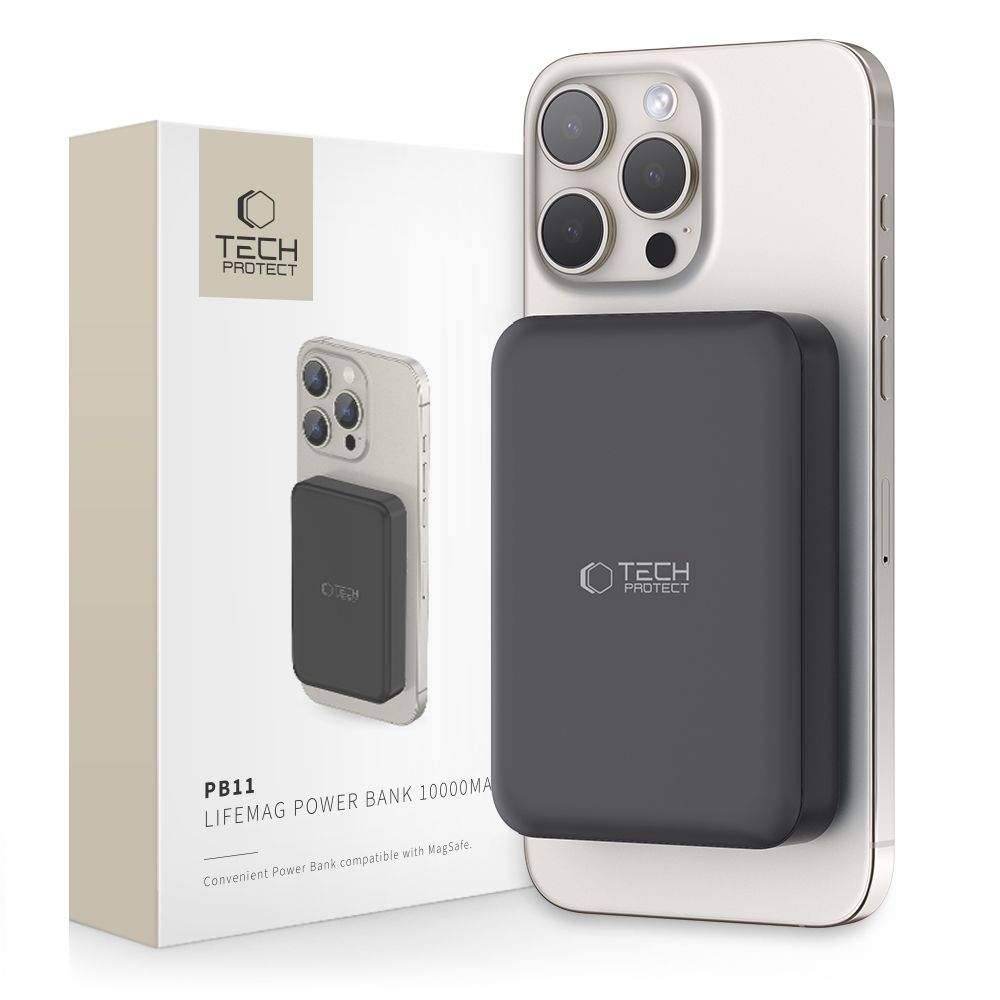 Tech-Protect PB11 LifeMag MagSafe powerbanka 10000 mAh 15W - černá
