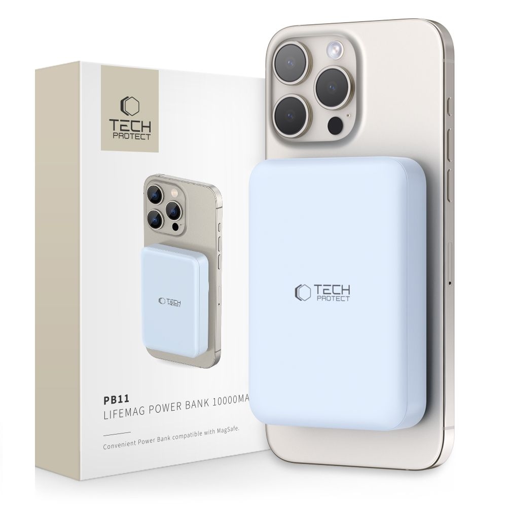 Tech-Protect PB11 LifeMag MagSafe powerbanka 10000 mAh 15W - modrá