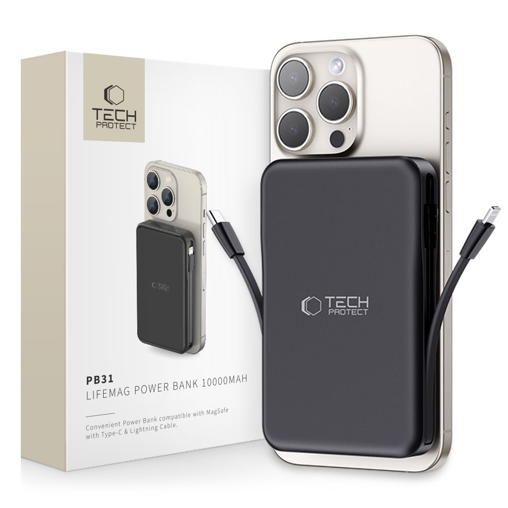 Tech-Protect PB31 LifeMag MagSafe powerbanka 10000 mAh 15W - černá