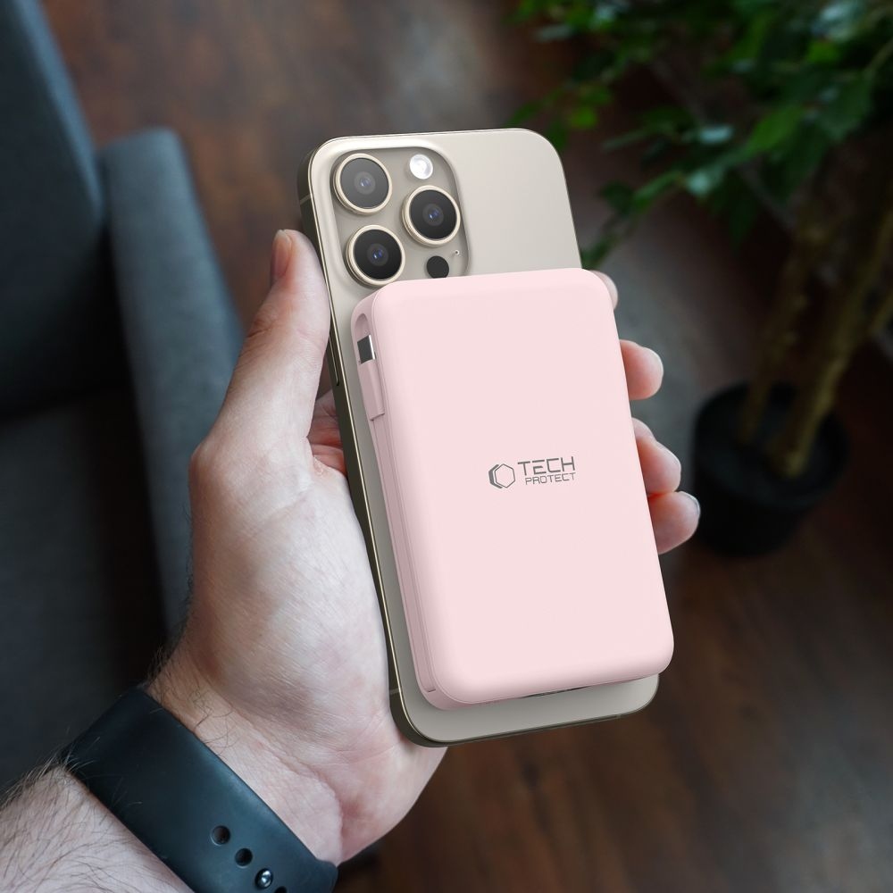 Tech-Protect PB31 LifeMag MagSafe powerbanka 10000 mAh 15W - světlerůžová