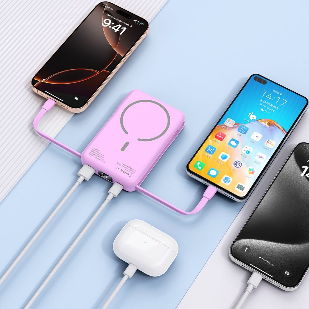 Tech-Protect PB31 LifeMag MagSafe powerbanka 10000 mAh 15W - tmavěrůžová