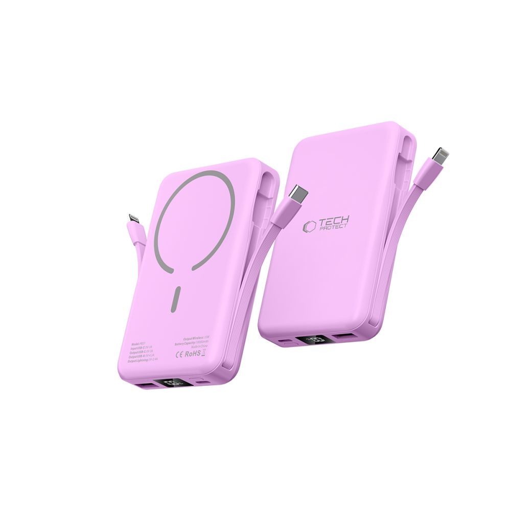 Tech-Protect PB31 LifeMag MagSafe powerbanka 10000 mAh 15W - tmavěrůžová