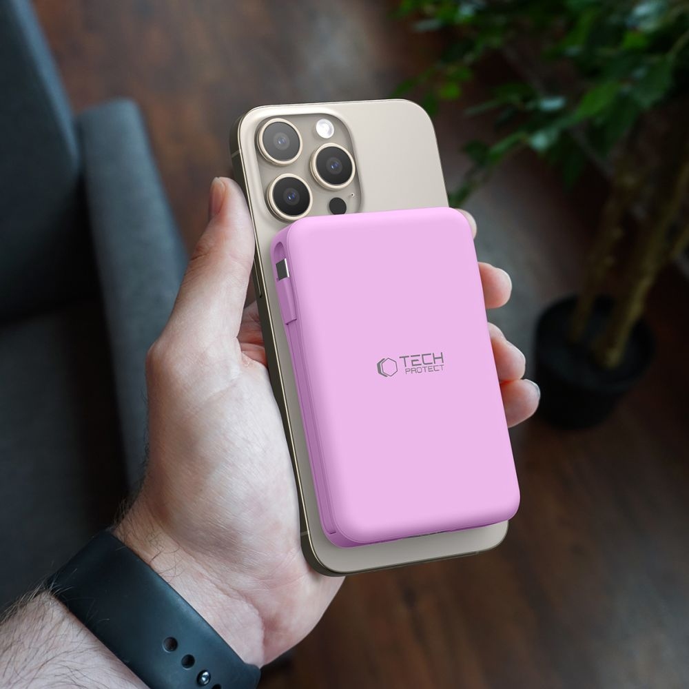 Tech-Protect PB31 LifeMag MagSafe powerbanka 10000 mAh 15W - tmavěrůžová