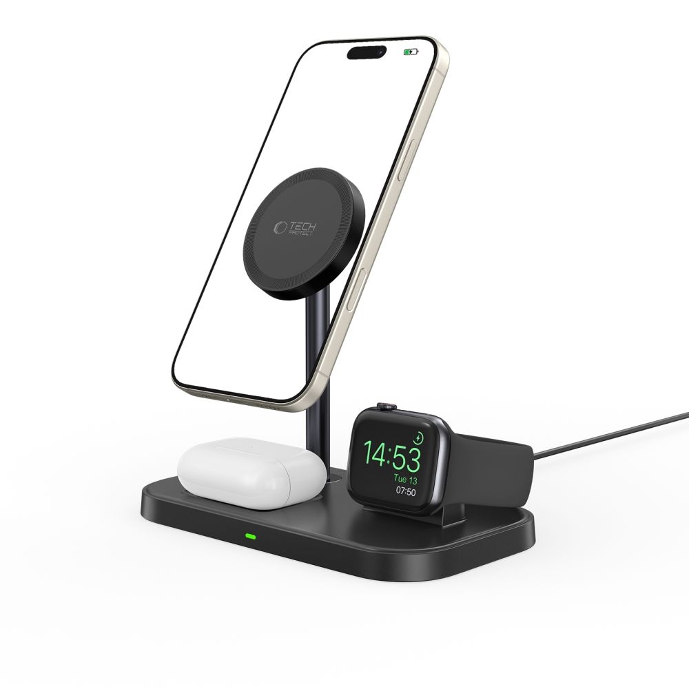 Tech-Protect QI15W-A22 nabíjecí stojánek 3v1 s MagSafe - černý