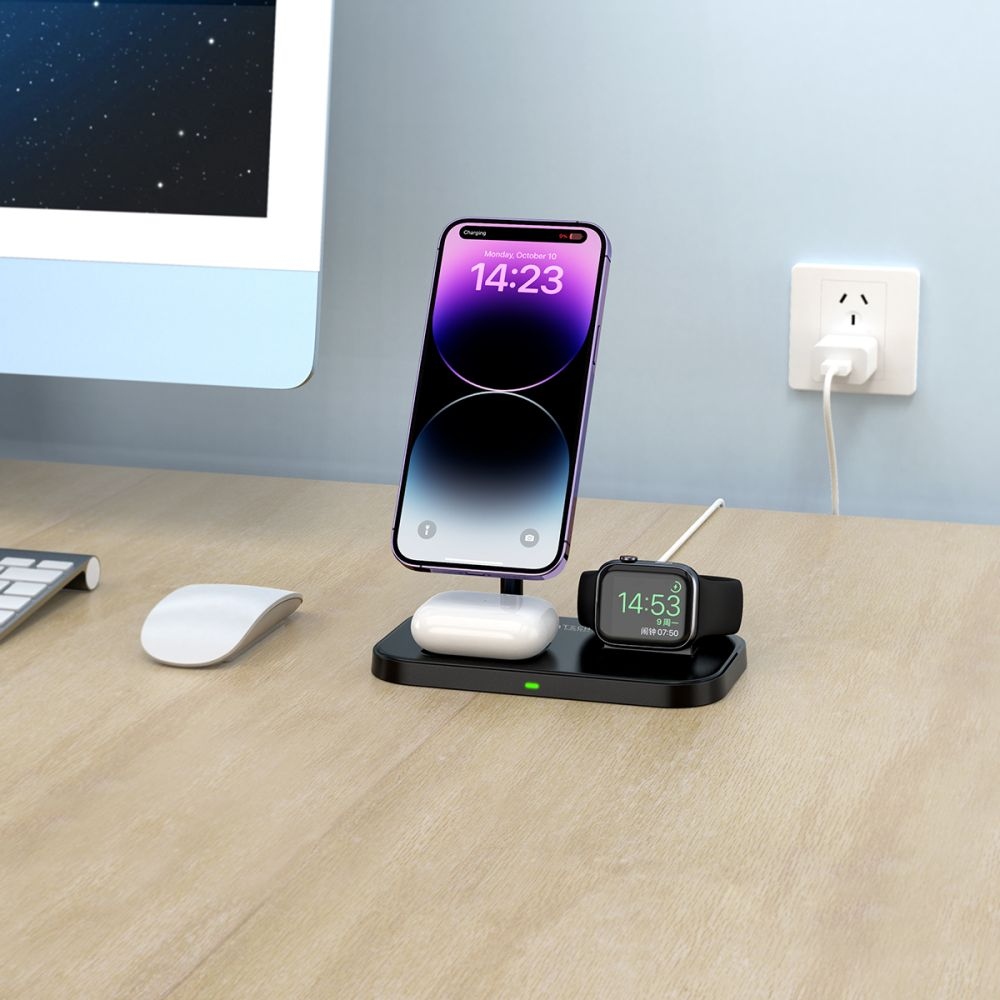 Tech-Protect QI15W-A22 nabíjecí stojánek 3v1 s MagSafe - černý