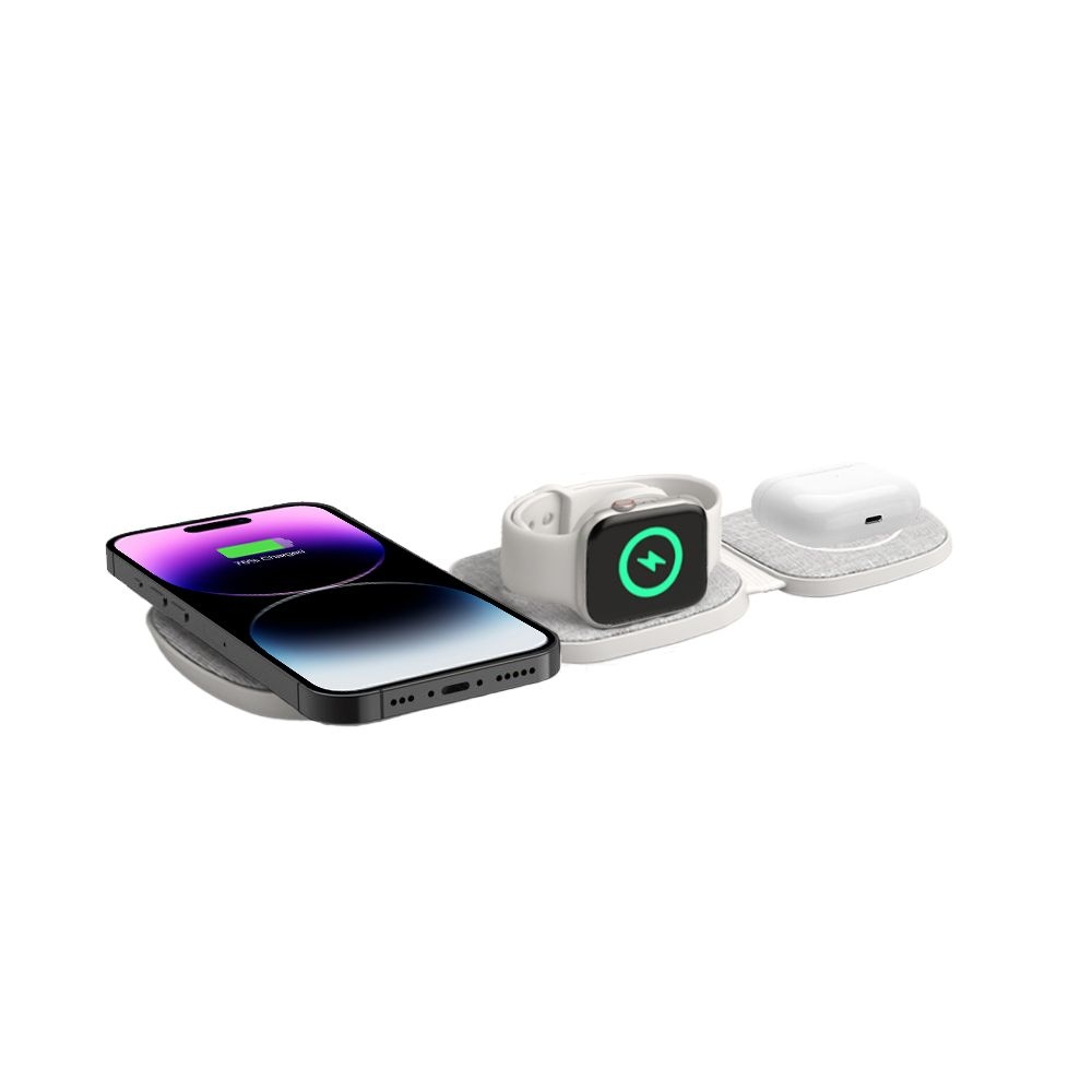 Tech-Protect QI15W-A32 cestovní nabíjecí stojánek 3v1 s MagSafe - šedý
