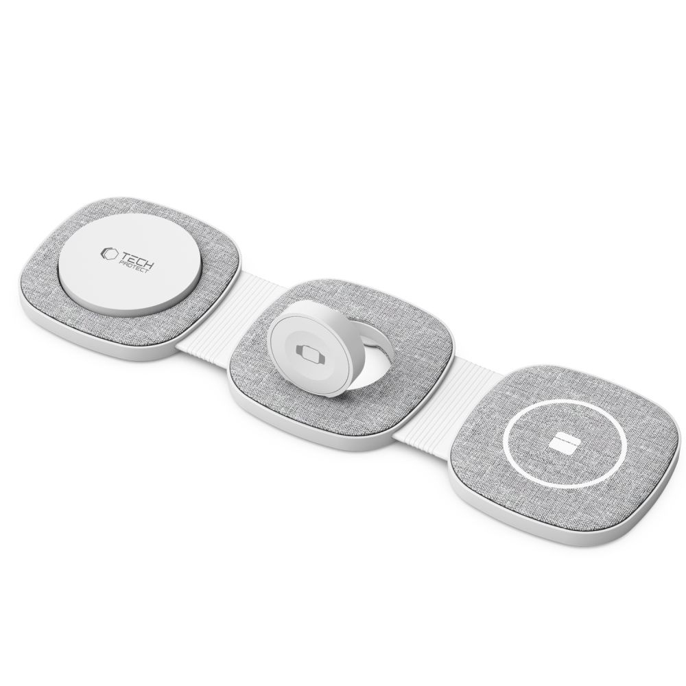 Tech-Protect QI15W-A32 cestovní nabíjecí stojánek 3v1 s MagSafe - šedý