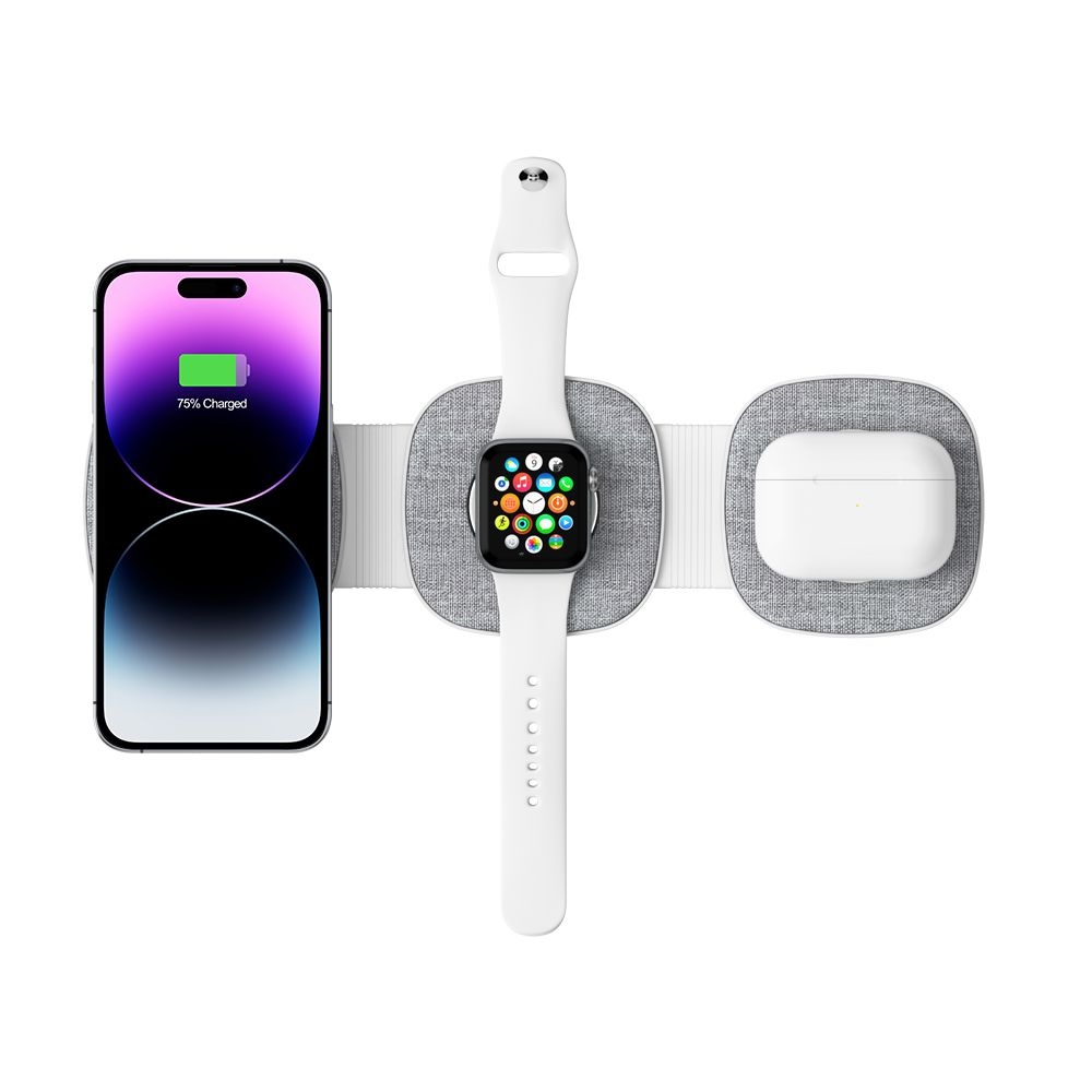 Tech-Protect QI15W-A32 cestovní nabíjecí stojánek 3v1 s MagSafe - šedý