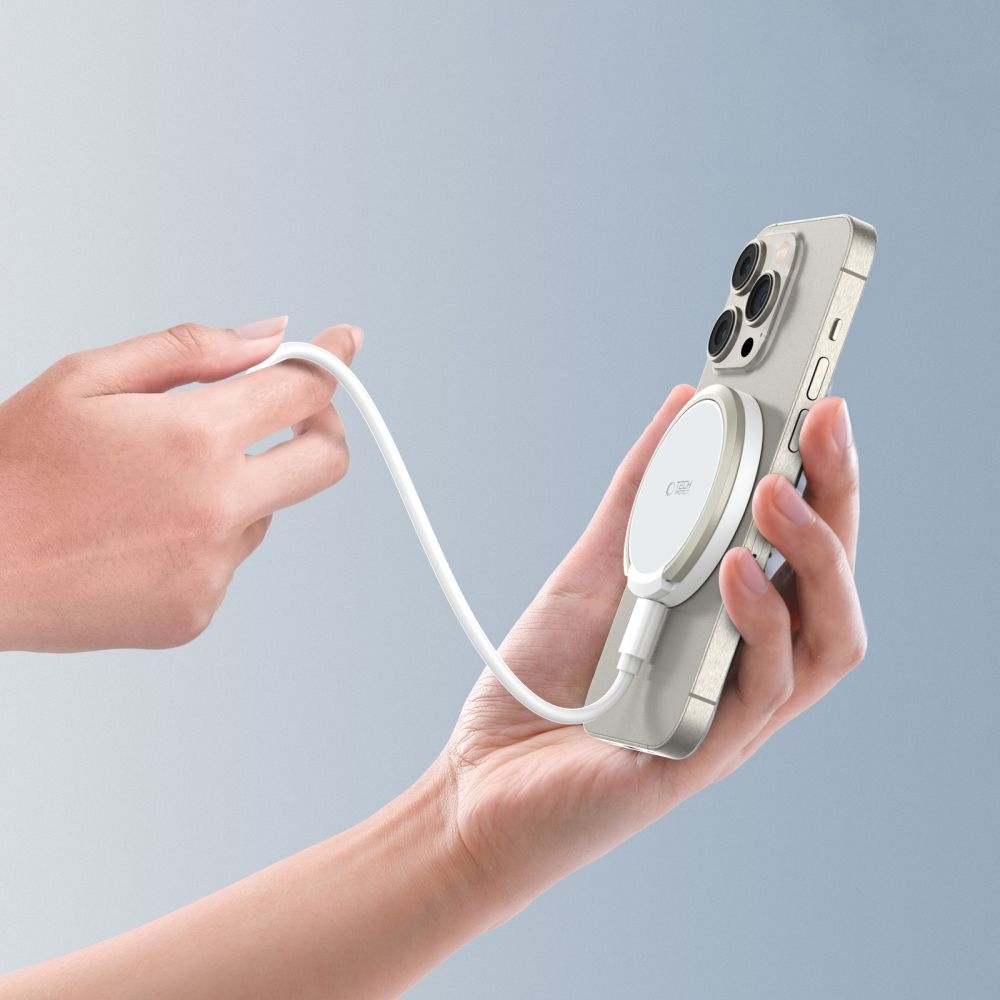 Tech-Protect QI15W-A33 bezdrátová MagSafe nabíječka se stojánkem - bílá