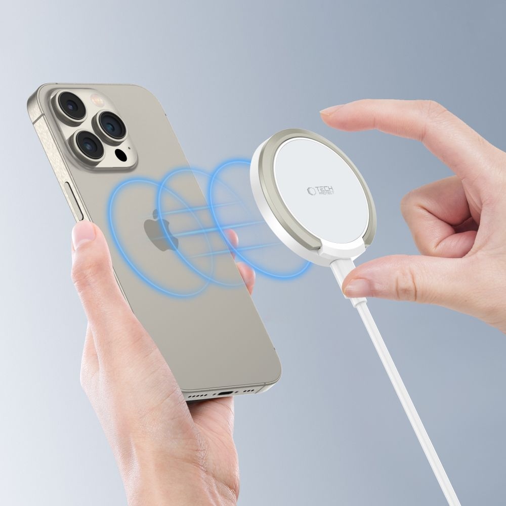 Tech-Protect QI15W-A33 bezdrátová MagSafe nabíječka se stojánkem - bílá