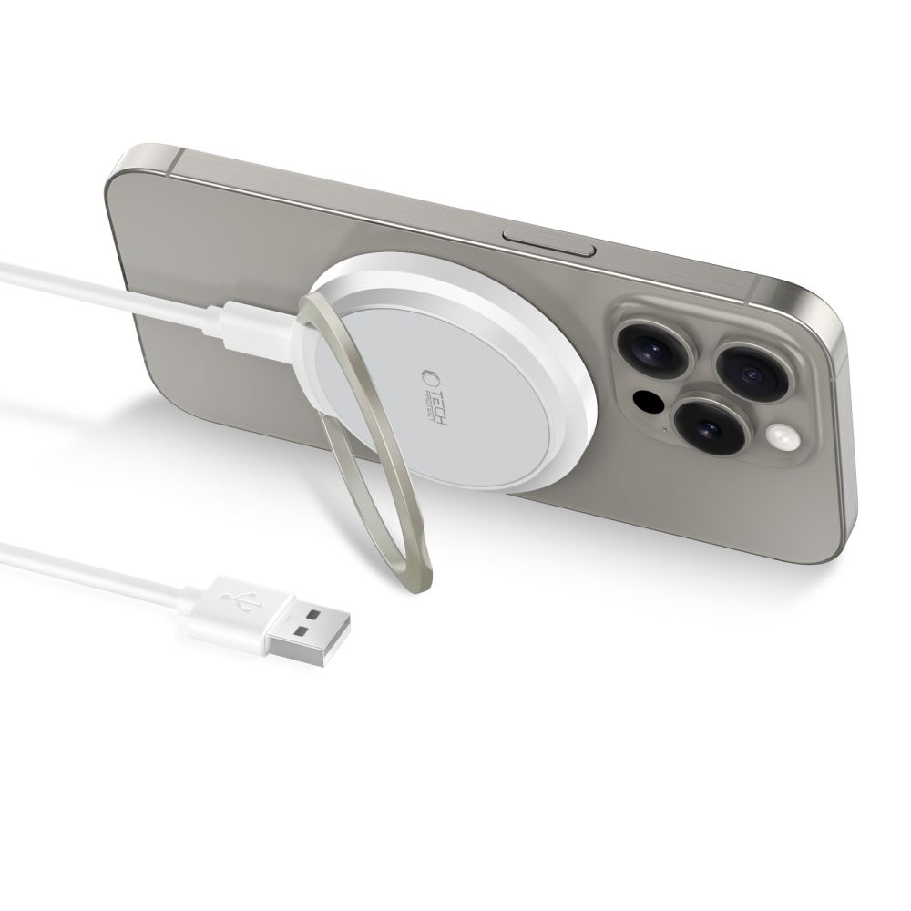 Tech-Protect QI15W-A33 bezdrátová MagSafe nabíječka se stojánkem - bílá