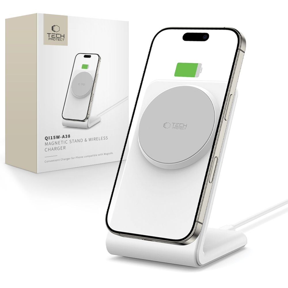 Tech-Protect QI15W-A38 magnetický MagSafe nabíjecí stojánek - bílý