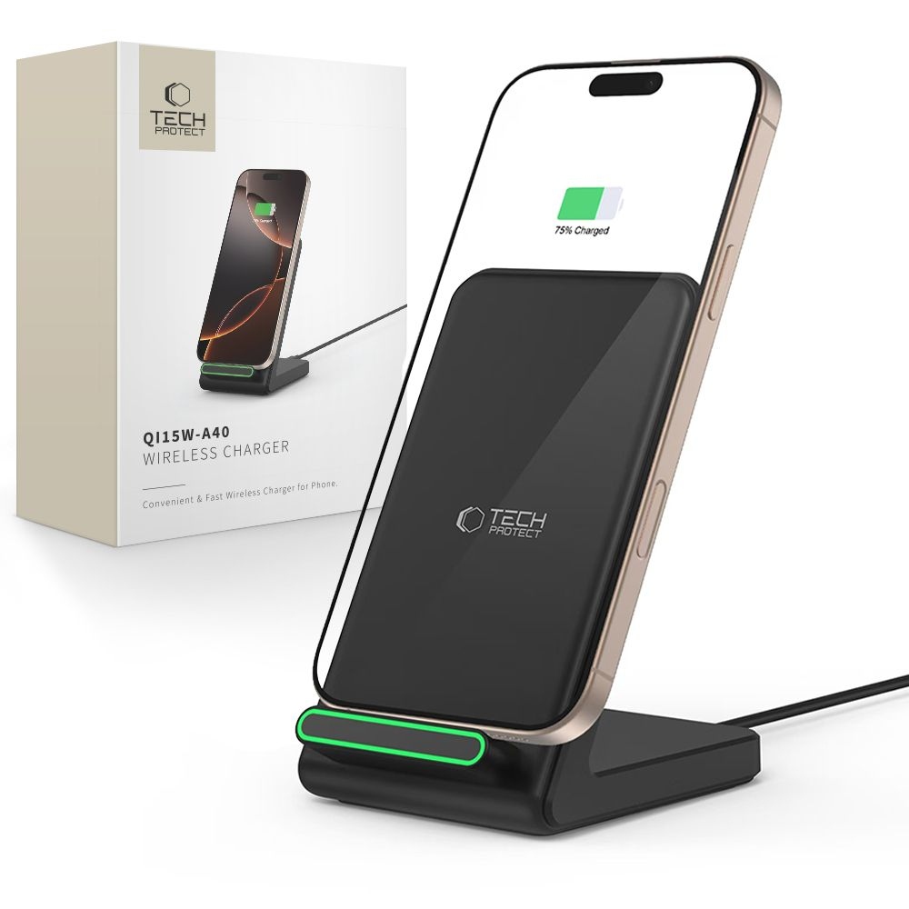 Tech-Protect QI15W-A40 bezdrátový nabíjecí stojánek - černý