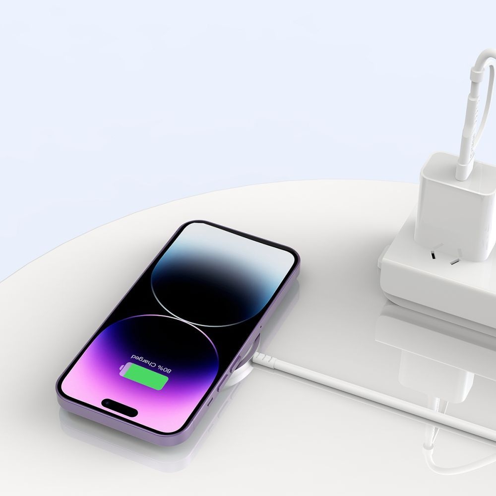 Tech-Protect QI15W-A44 bezdrátová MagSafe nabíječka s USB-C a USB-A - bílá
