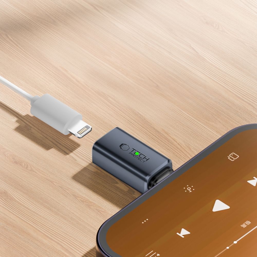 Tech-Protect UltraBoost Audio redukce USB-C/Lightning - šedá