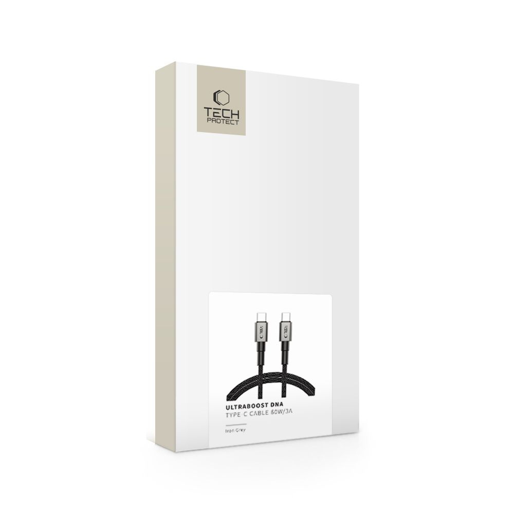 Tech-Protect UltraBoost kabel DNA USB-C/USB-C PD60W/3A 1m - šedý