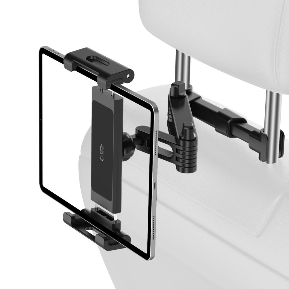Tech-Protect V1 nastavitelný držák do auta na opěrku hlavy na tablet i mobil - černý