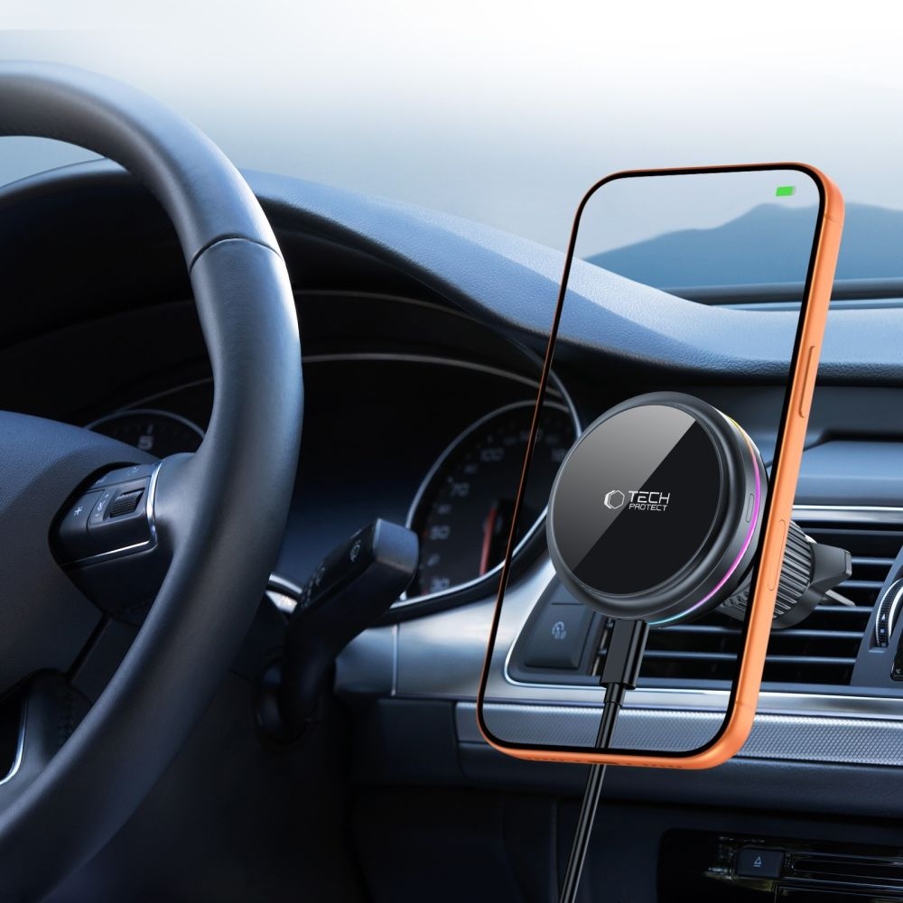 Tech-Protect V9 ArcticBoost MagSafe držák do auta s bezdrátovým nabíjením Qi2.2 25W - černý