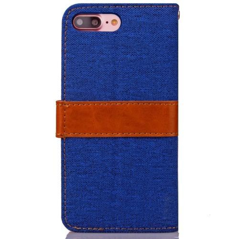 TexaCloth PU kožené/textilní pouzdro na iPhone 7 Plus a iPhone 8 Plus - modré