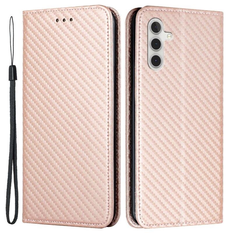 Texture knížkové pouzdro na Samsung Galaxy A14 4G/5G - růžovozlaté