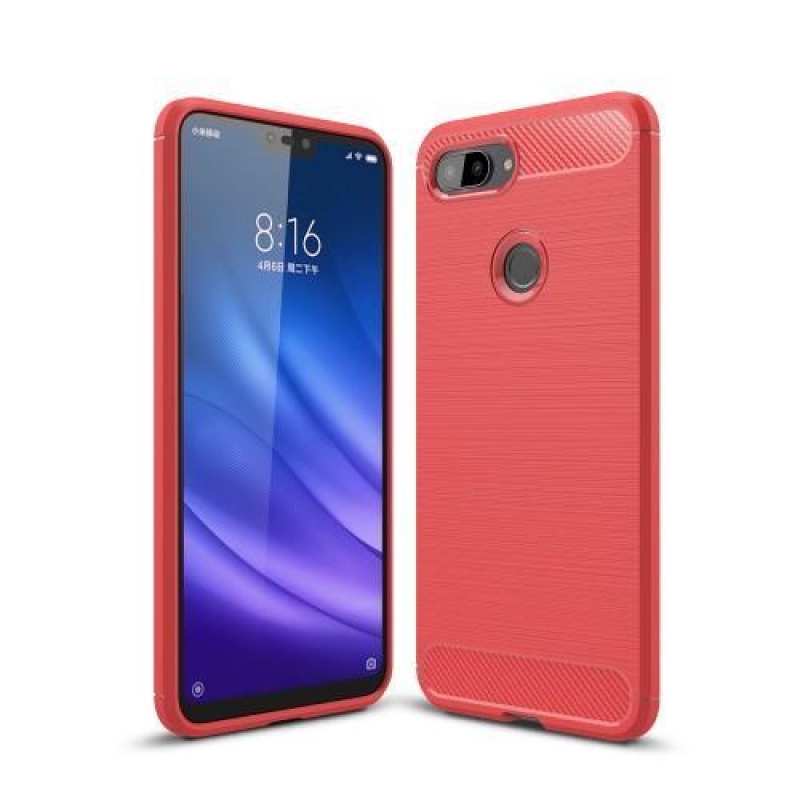 Texture odolný gelový kryt na mobil Xiaomi Mi 8 Lite - červený