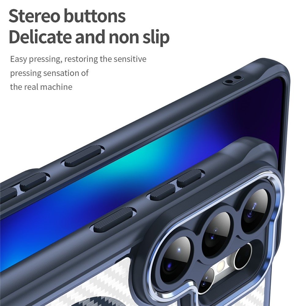 Texture odolný kryt s podporou MagSafe na Samsung Galaxy S26 Ultra - modrý