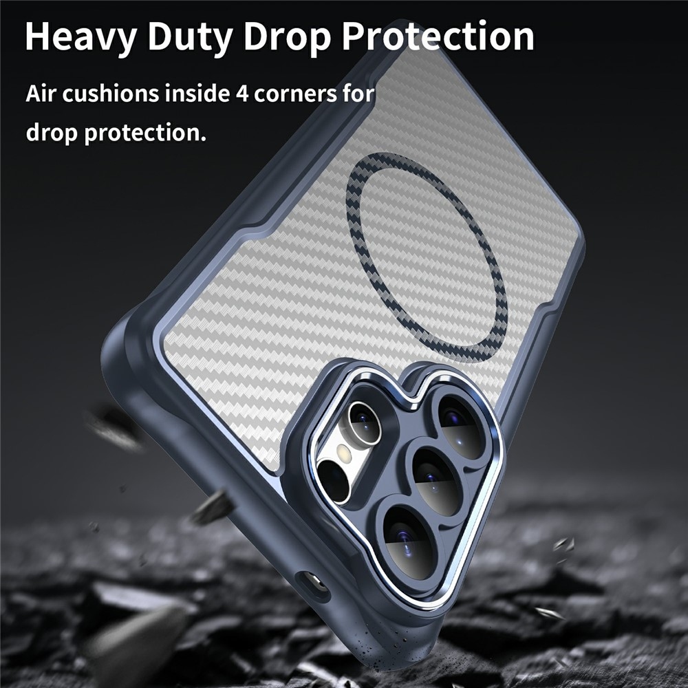 Texture odolný kryt s podporou MagSafe na Samsung Galaxy S26 Ultra - modrý