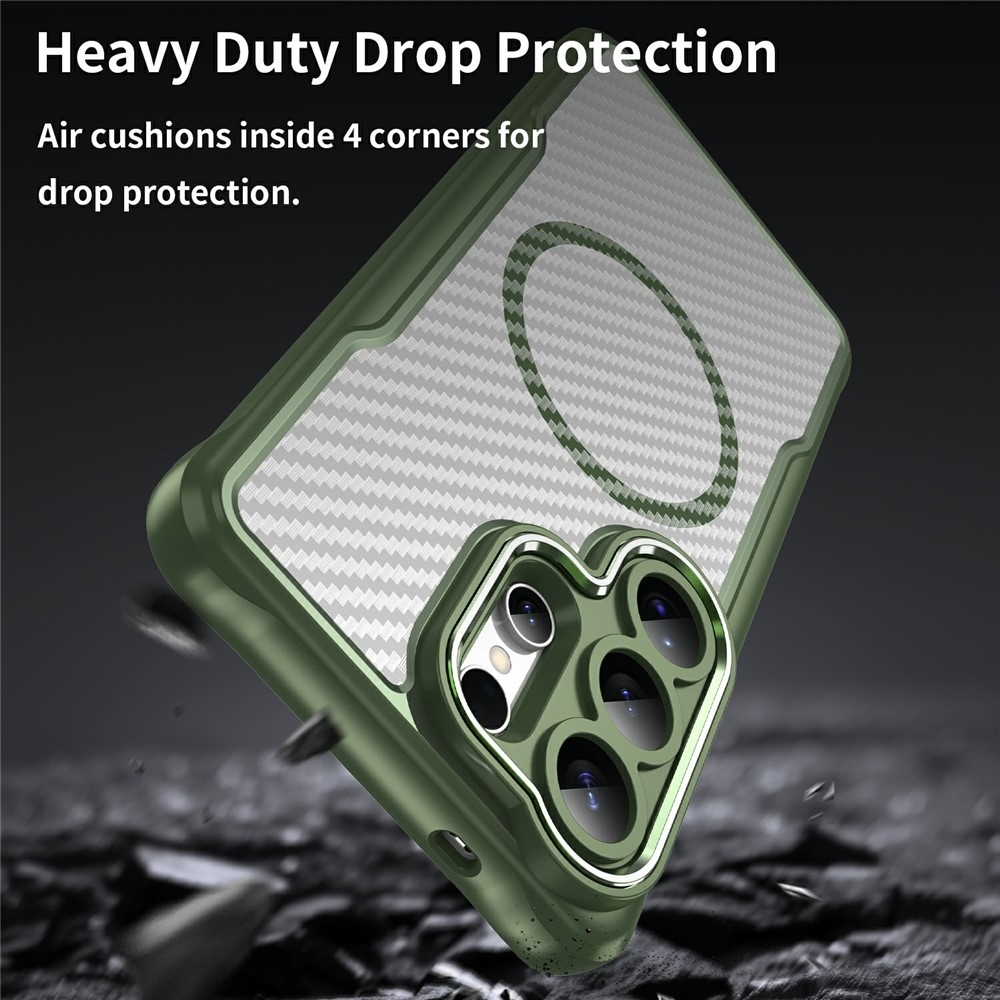 Texture odolný kryt s podporou MagSafe na Samsung Galaxy S26 Ultra - zelený