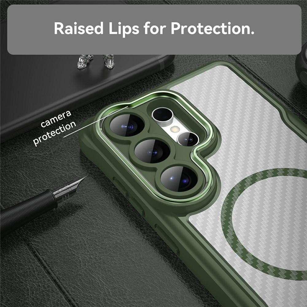 Texture odolný kryt s podporou MagSafe na Samsung Galaxy S26 Ultra - zelený