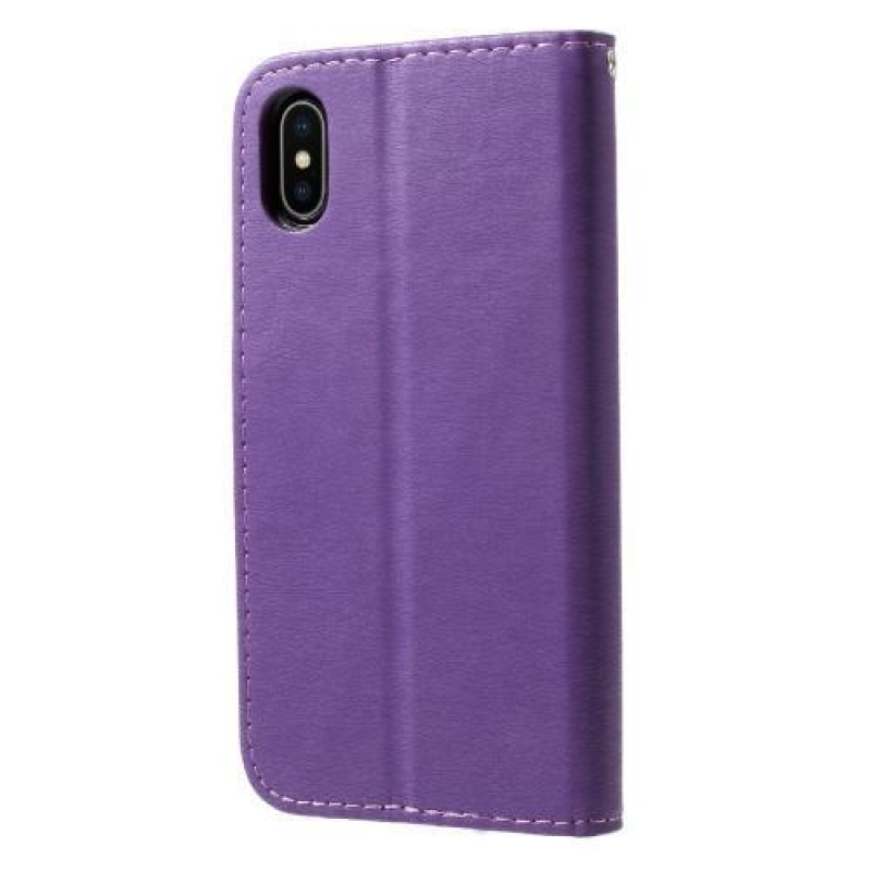 Texture PU kožené pouzdro na iPhone X - fialové